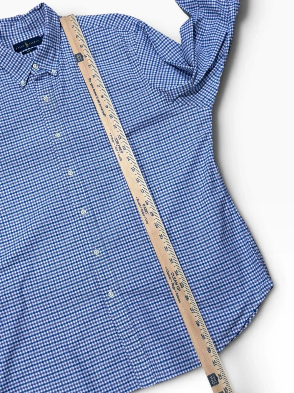Ralph Lauren Men's Button-Down Shirt XXL Slim Fit Blue Gingham Check Casual Work